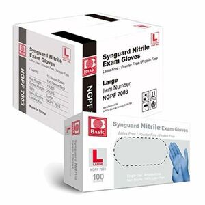 Basic Medical Blue Nitrile Exam Gloves - Large